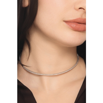Collana choker in oro bianco 750 con diamanti