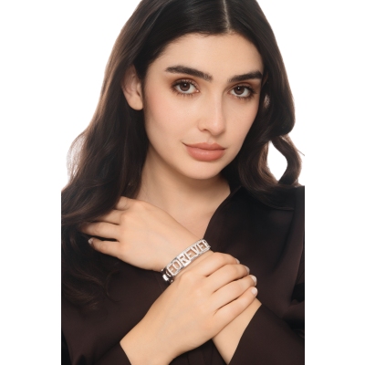 Bracciale rigido con scritta personalizzabile 7 lettere, FOREVER