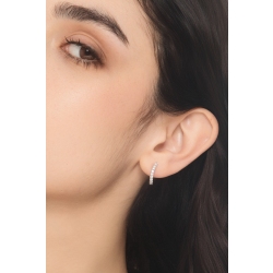 Orecchini cerchio diamanti e oro bianco 18k 2