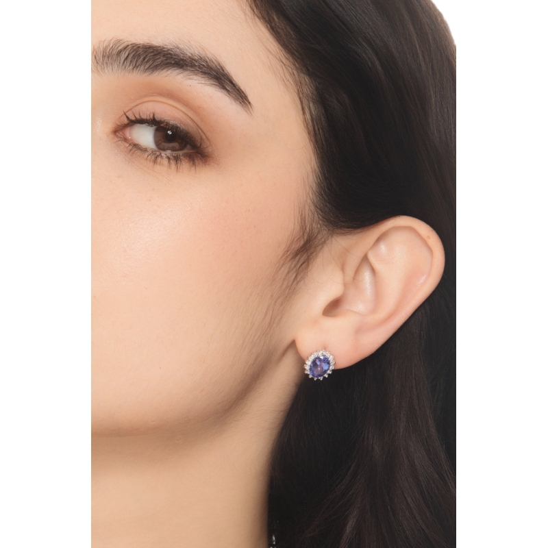 Orecchini in oro bianco 18k con tanzanite e diamanti