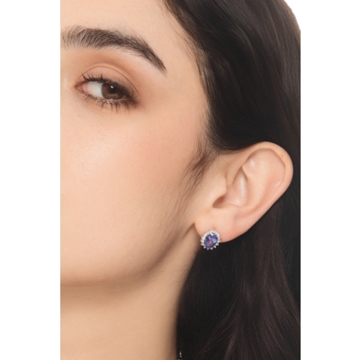 Orecchini in oro bianco 18k con tanzanite e diamanti