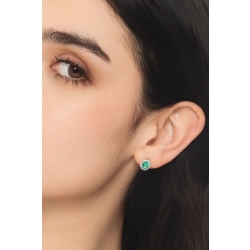 ORECCHINI CONTORNO 16BRILLANTI CON SMERALDO OVALE MM6X5 2