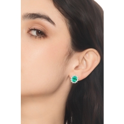 ORECCHINI CONTORNO 12BRILLANTI CON SMERALDO OVALE MM10X8 2