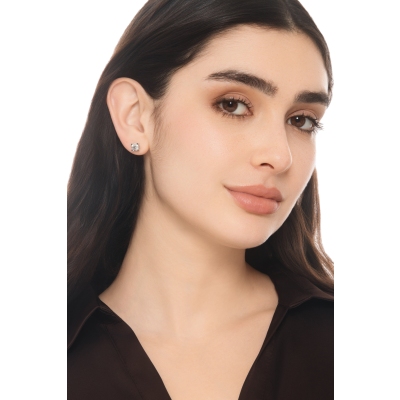 Orecchini punto luce griffe in oro bianco 18k con diamanti, 2,00 ct