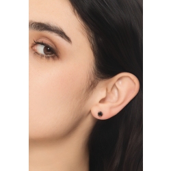 Monoorecchino punto luce in oro bianco 18k con diamante nero 2