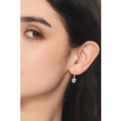 Orecchini monachella in oro bianco 750 con acquamarina a cuore e diamanti 2