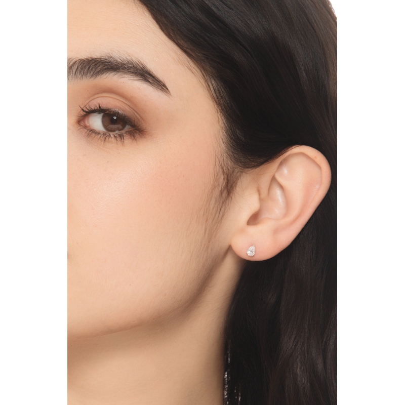 Orecchini punto luce goccia in oro bianco 18k con diamante GIA