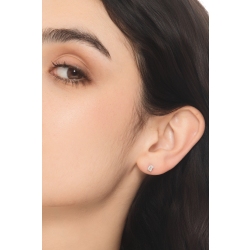 Orecchini punto luce in oro bianco 18k con diamante taglio smeraldo GIA 2