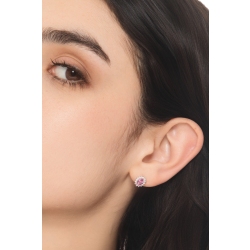 Orecchini in oro bianco 750 con diamanti e zaffiro rosa ovale 2