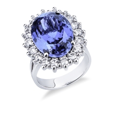 ANELLO CONTORNO CON 18BRILL E TANZANITE OVALE MM17X12