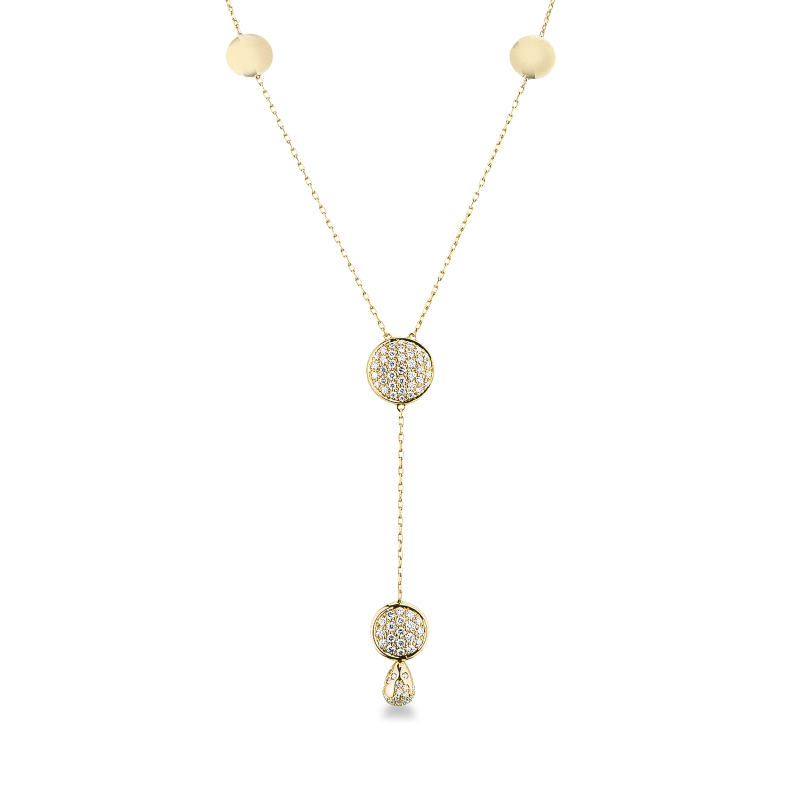 Girocollo a Y in oro giallo 18k con pavè di diamanti