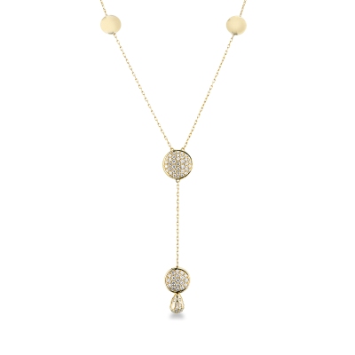 Girocollo a Y in oro giallo 18k con pavè di diamanti