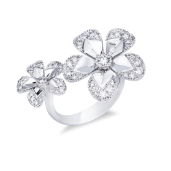 Anello in oro bianco 18k fiori con diamanti