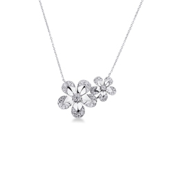 Collana in oro bianco 18k fiori con diamanti