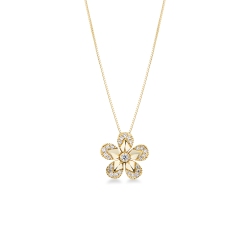 Collana fiore in oro giallo 18k con diamanti