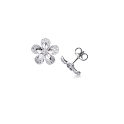 Orecchini fiore in oro bianco 750 con diamanti