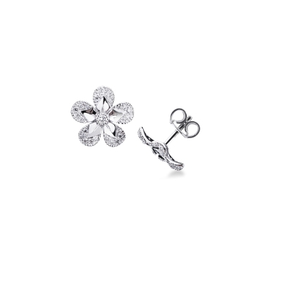 Orecchini fiore in oro bianco 750 con diamanti