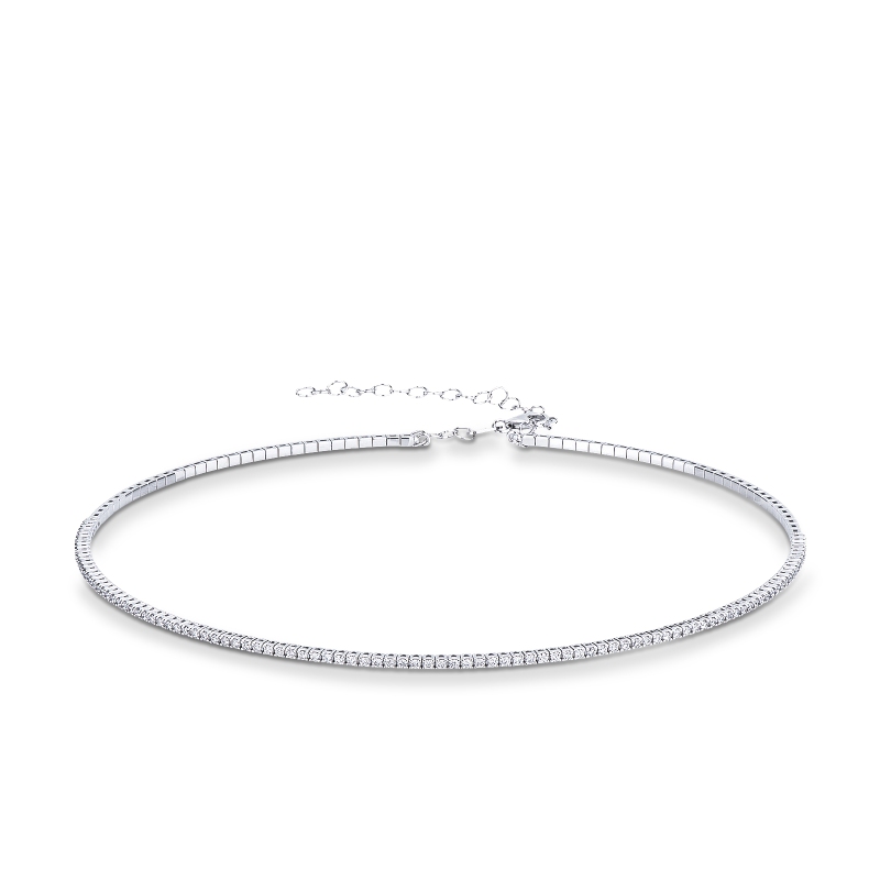 Girocollo choker semirigido in oro bianco 750 con diamanti
