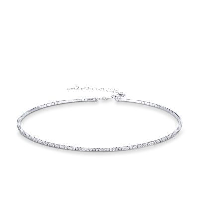 Girocollo choker semirigido in oro bianco 750 con diamanti