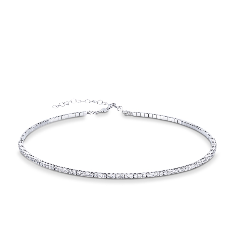 Collana choker in oro bianco 750 con diamanti