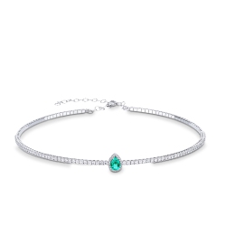 GIROCOLLO CHOKER IN BRILANTI CON SMERALDO GOCCIA MM7X5