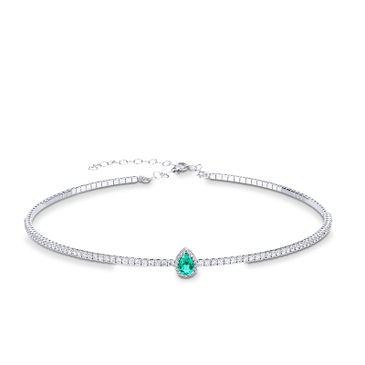 GIROCOLLO CHOKER IN BRILANTI CON SMERALDO GOCCIA MM7X5