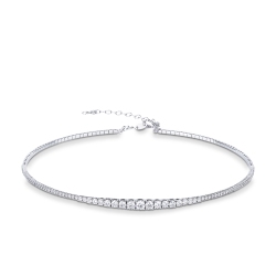 Collana choker in oro bianco 18k con diamanti a scalare