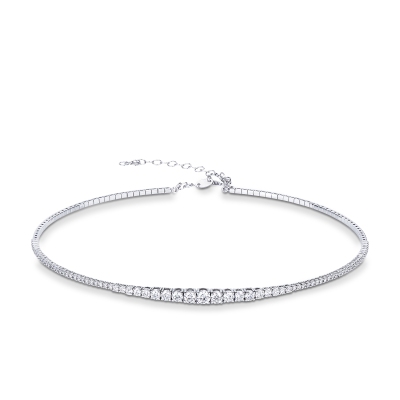 Collana choker in oro bianco 18k con diamanti a scalare