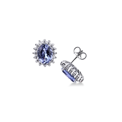 Orecchini in oro bianco 18k con tanzanite e diamanti