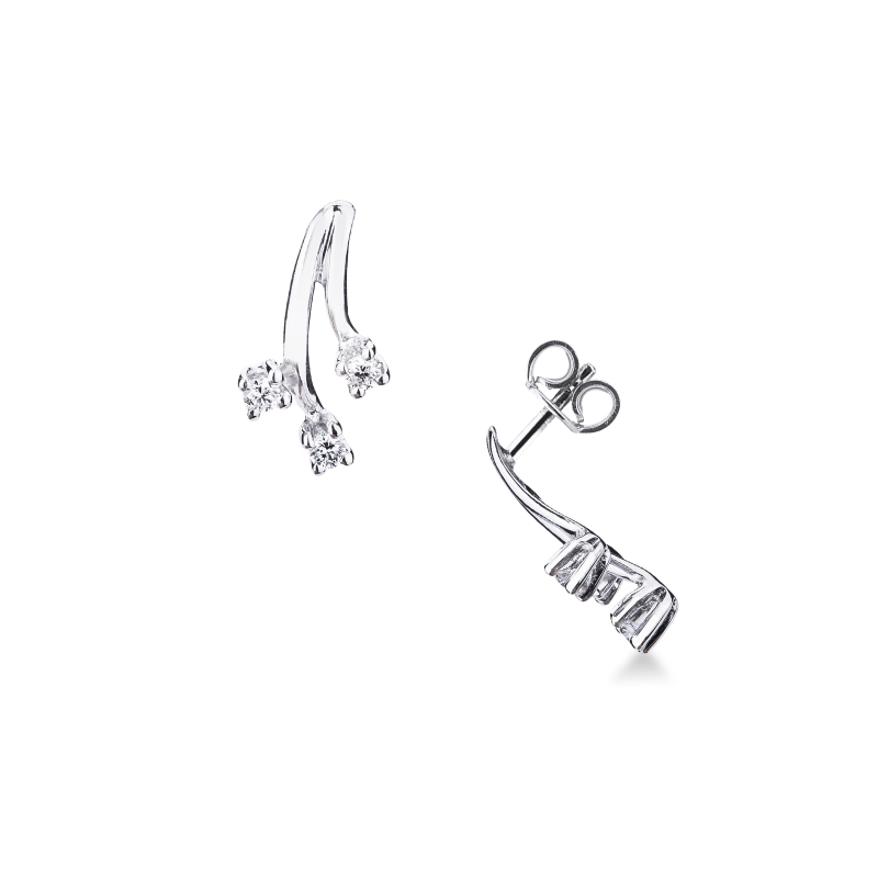 Orecchini trilogy in oro bianco 18k con diamanti
