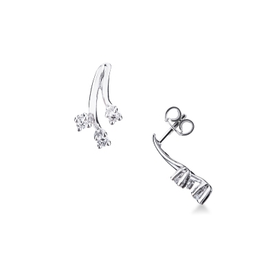 Orecchini trilogy in oro bianco 18k con diamanti