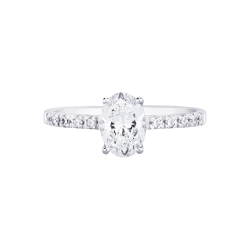 Anello con diamante taglio ovale 1.00ct GIA in oro bianco 18k 2