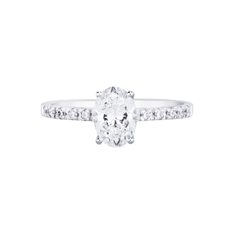 Anello con diamante taglio ovale 1.00ct GIA in oro bianco 18k