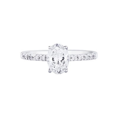 Anello con diamante taglio ovale 1.00ct GIA in oro bianco 18k