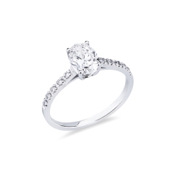 Anello con diamante taglio ovale 1.00ct GIA in oro bianco 18k