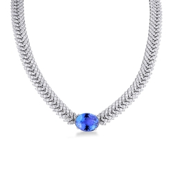 GIROCOLLO IN BRILL SPIGA STILE NAVETTE CON TANZANITE OVALE MM17.5X14, CM47