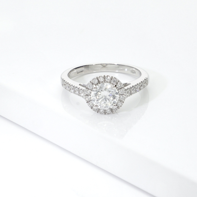 Anello con diamante taglio brillante 1.00ct IGI  in oro bianco 18k