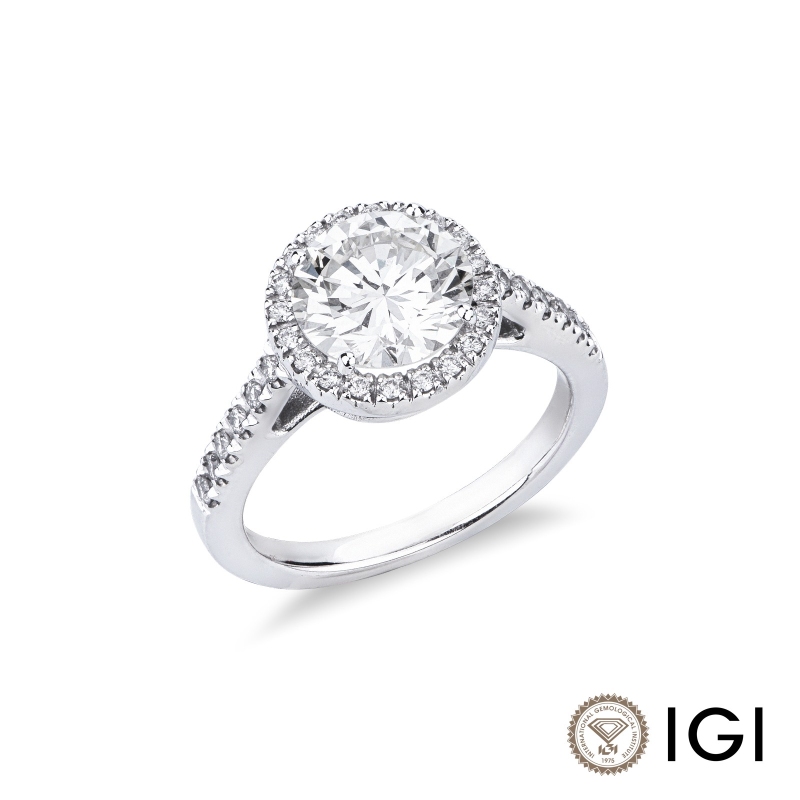 DIA 2.37ct J VVS2 IGI $571385969 mont. ANP13.Brill.contorno G VS###, pezzo unico