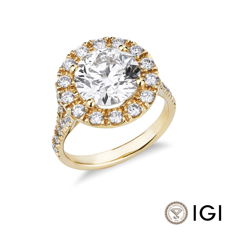 Solitaire ring in yellow gold 18k with certified IGI diamond, 0.40 ct