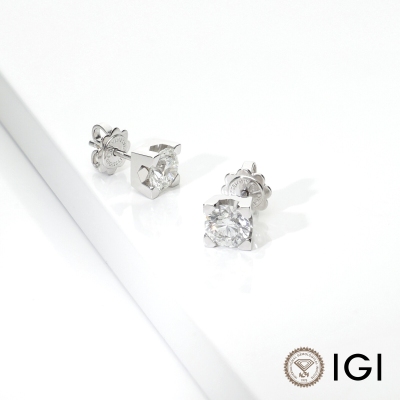 Orecchini punto luce griffe in oro bianco 18k con diamanti, 2,00 ct