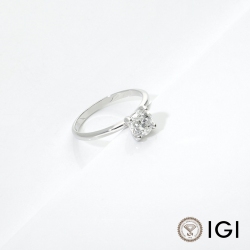 Anello solitario lineare in oro bianco 18k con diamante GIA, 1.00ct 2