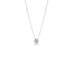Solitaire necklace in 18k white gold with diamonds pendant 