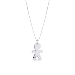 18k white gold child pendant with one diamond