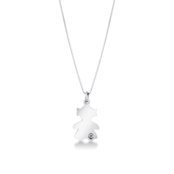 18k white gold Girl pendant with a round cut diamond
