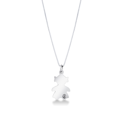 18k white gold Girl pendant with a round cut diamond