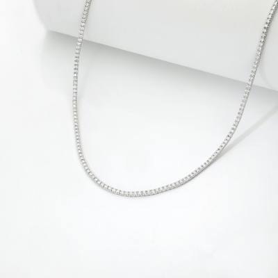Collana tennis in oro bianco 18k con diamanti naturali