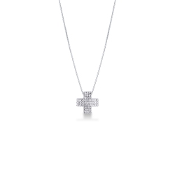 Cross pendant with diamond pavè in 18k white gold