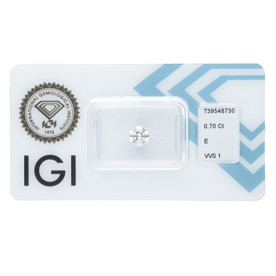 Diamante Certificato IGI   CT 0,70   E  VVS 1