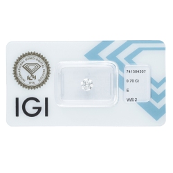 Diamante Certificato IGI   CT 0,70   E   VVS 2