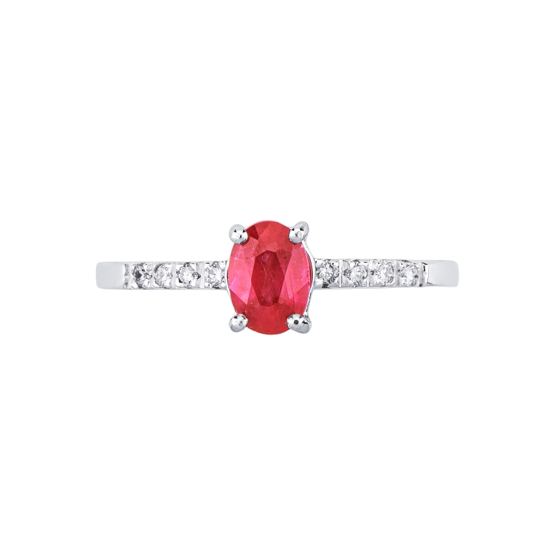 White gold 18k with central ruby and diamonds 